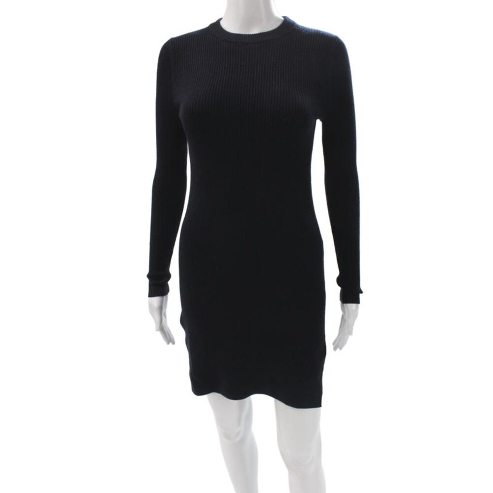 Demylee Women Black Sweater Dress Wool Crew Neck Long Sleeve Pullover Size XS